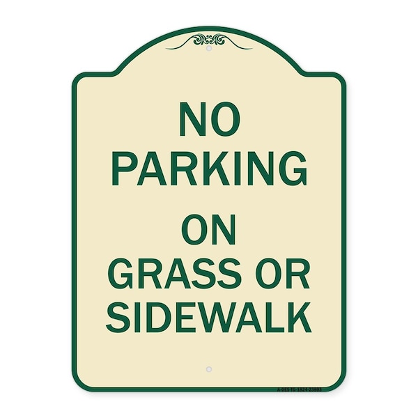 Signmission No Parking on Grass or Sidewalk Heavy-Gauge Aluminum Architectural Sign, 24" x 18", TG-1824-23803 A-DES-TG-1824-23803 - main